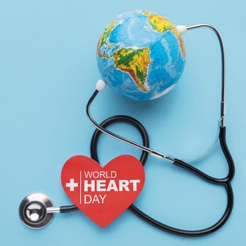 top view world heart day concept with globe. Resolution and high quality beautiful photo