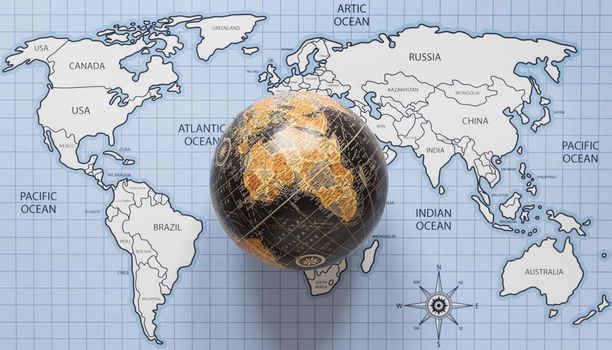 top view globe world map. Resolution and high quality beautiful photo