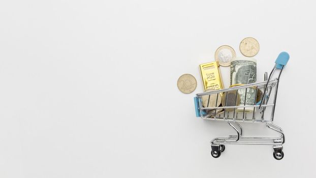 shopping cart filled with money copy space2. Resolution and high quality beautiful photo