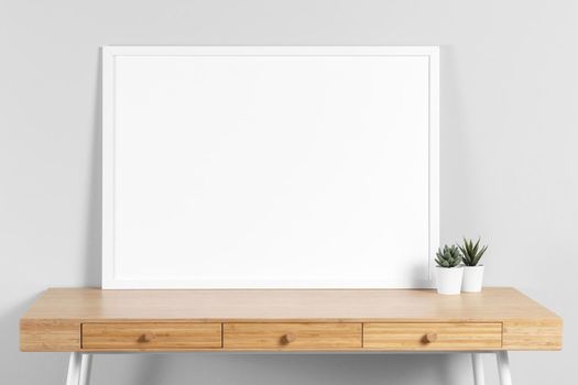 frame mock up table with plant. Resolution and high quality beautiful photo