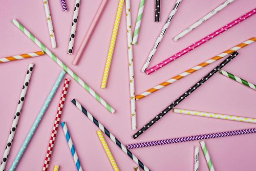 top view arrangement colored paper straws. Resolution and high quality beautiful photo