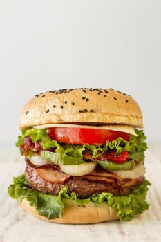 delicious hamburger with table. Resolution and high quality beautiful photo