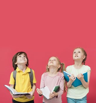 little kids looking up together. Resolution and high quality beautiful photo