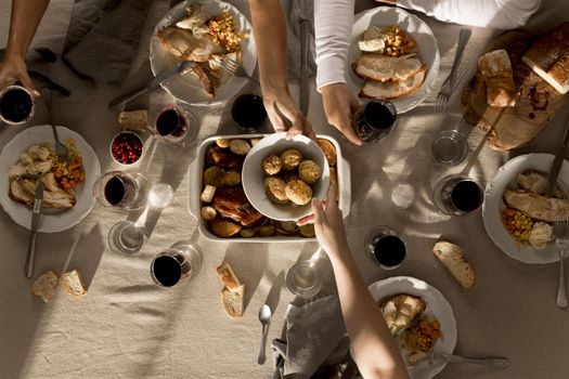 top view delicious thanksgiving meal. Resolution and high quality beautiful photo