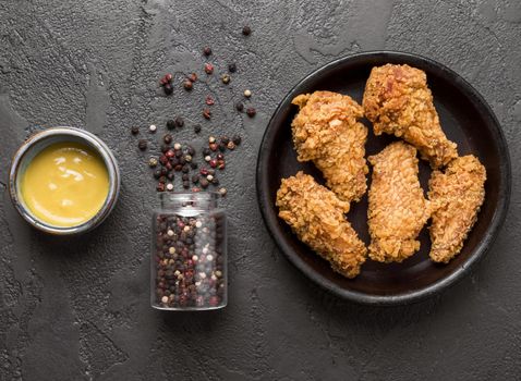 top view fried chicken with pepper sauce. Resolution and high quality beautiful photo