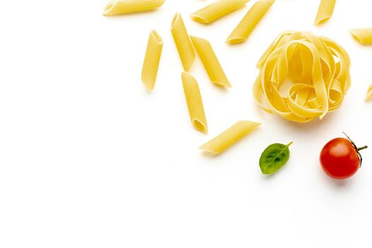 uncooked penne tagliatelle with copy space. Resolution and high quality beautiful photo