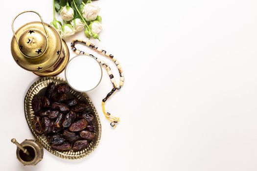 flat lay dried dates with copy space. Resolution and high quality beautiful photo