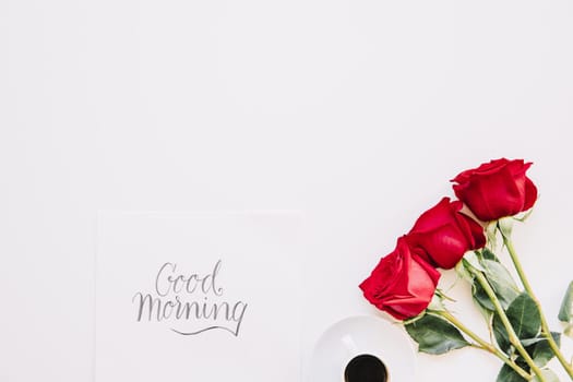 good morning concept with roses. Resolution and high quality beautiful photo