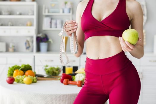 diet concept with sporty woman kitchen 2. Resolution and high quality beautiful photo