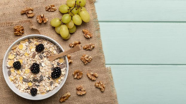 top view healthy breakfast table. Resolution and high quality beautiful photo