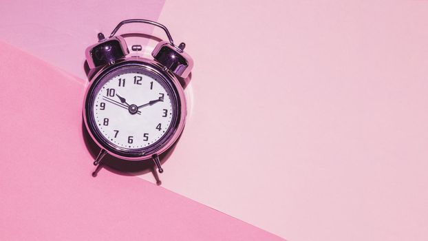 top view clock pink background. Resolution and high quality beautiful photo