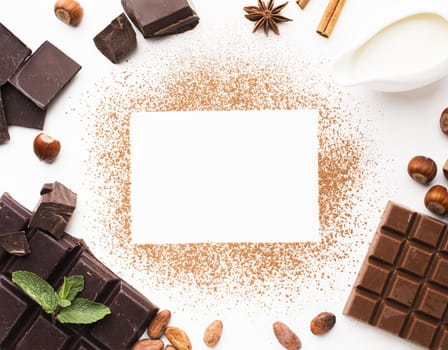 empty card surrounded by chocolate. Resolution and high quality beautiful photo