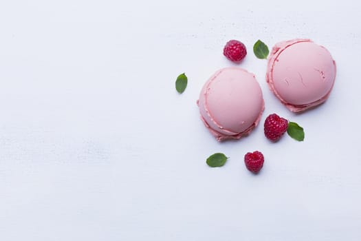 raspberry ice cream scoops with copy space. Resolution and high quality beautiful photo