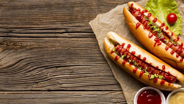 flavorful hot dogs with copy space. Resolution and high quality beautiful photo