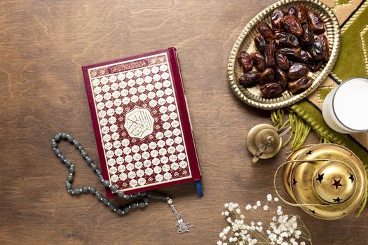 quran prayer beads wooden table. Resolution and high quality beautiful photo