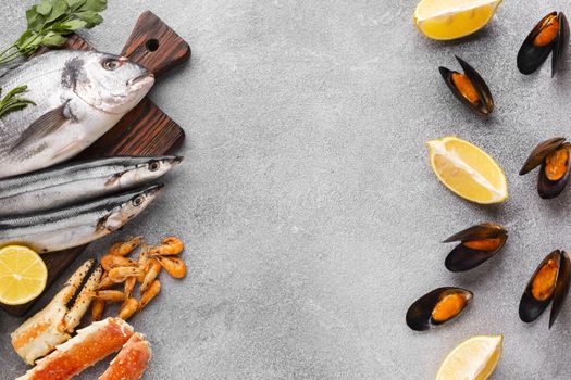 top view fresh seafood table. Resolution and high quality beautiful photo