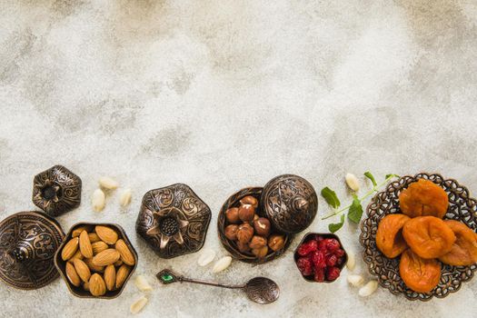 dried apricots with nuts table. Resolution and high quality beautiful photo