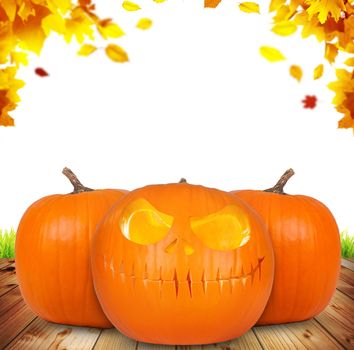 Halloween pumpkin head. Halloween decoration and background.