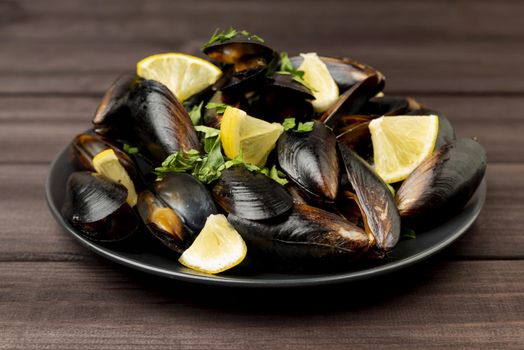 tasty seafood mussels lemon. Resolution and high quality beautiful photo