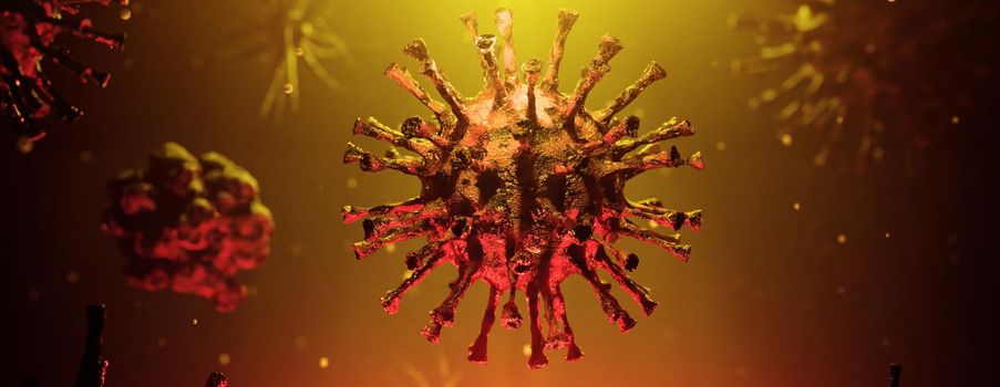 Dangerous corona virus, SARS pandemic risk concept. 3D illustration