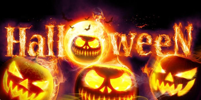 Halloween Scary Face. Beautiful holiday autumn composition.