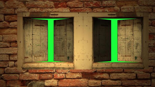 3d illustration - Open windows  on Green Screen