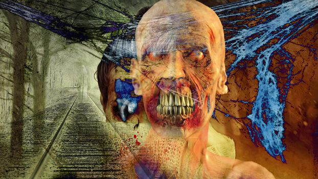 3d illustration - Horror Zombie With Effects