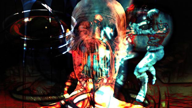 3d illustration - Horror Zombie With Effects, 