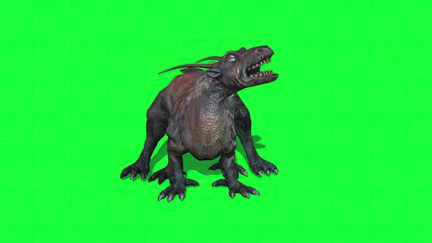 3d illustration - fantasy beast  on green screen