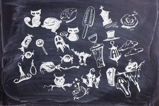 Halloween decoration and background concept. Hand drawn collection