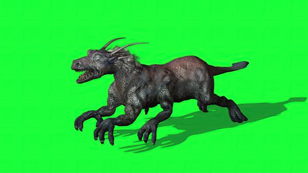 3d illustration - fantasy beast  on green screen