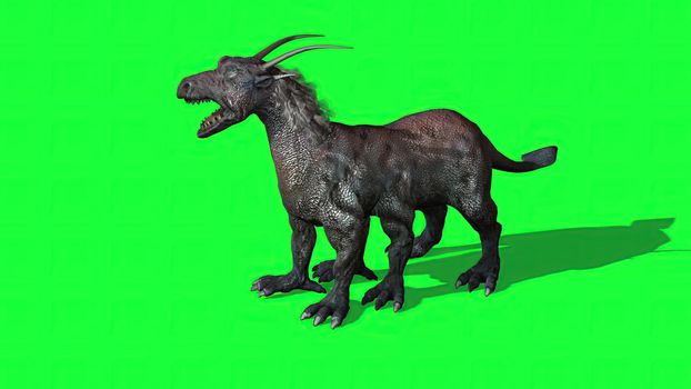 3d illustration - fantasy beast  on green screen