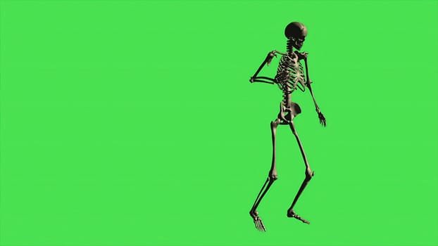 3d illustration - Skeleton Walking Hurt, Separate On Green Screen