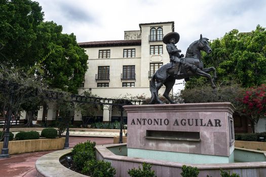 LOS ANGELES, USA - FEBRUARY 18, 2017: The Antonio Aguilar Statue at El Pueblo de Los Angeles Historical Monument, Olvera Street in Los Angels.