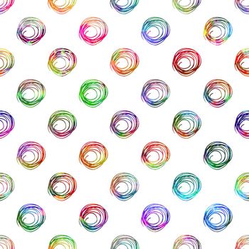 seamless pattern with brush stripes and strokes. Rainbow watercolor color on white background. Hand painted grange texture. Ink geometric elements. Fashion modern style. Endless fabric print. Doodle