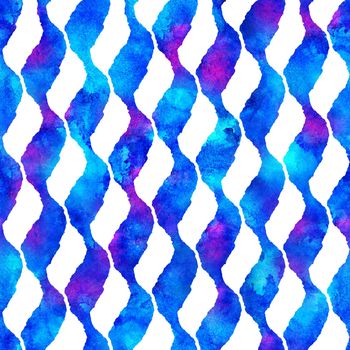 Brush Stroke Wawes Geometric Grung Pattern Seamless in Blue Color Background. Gunge Collage Watercolor Texture for Teen and School Kids Fabric Prints Grange Design.