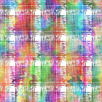 Brush Stroke Plaid Geometric Grung Pattern Seamless in Rainbow Color Check Background. Gunge Collage Watercolor Texture for Teen and School Kids Fabric Prints Grange Design with lines.