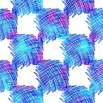 Brush Stroke Plaid Geometric Grung Pattern Seamless in Blue Color Check Background. Gunge Collage Watercolor Texture for Teen and School Kids Fabric Prints Grange Design with lines.