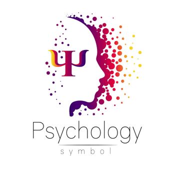 Modern head sign of Psychology. Profile Human. Letter Psi. Creative style. Symbol in . Design concept. Brand company. Violet color isolated on white background. Icon for web
