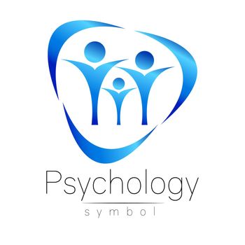 Modern people psi Sign of Psychology. Family Human. Creative style. Icon in . Design concept. Brand company. blue color isolated on white background. Symbol for web, print,