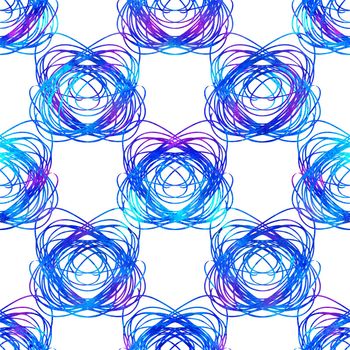 Brush Stroke Geometric Grung Pattern Seamless in Blue Color Background. Gunge Collage Watercolor Texture for Teen and School Kids Fabric Prints Grange Design.