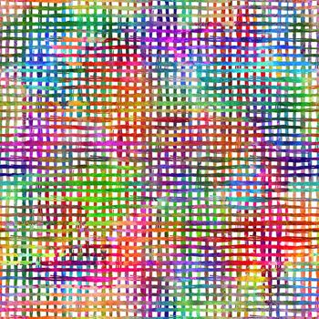 Brush Stroke Plaid Geometric Grung Pattern Seamless in Rainbow Color Check Background. Gunge Collage Watercolor Texture for Teen and School Kids Fabric Prints Grange Design with lines.