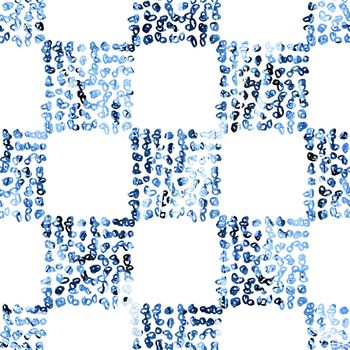 Brush Stroke Plaid Geometric Grung Pattern Seamless in Blue Color Check Background. Gunge Collage Watercolor Texture for Teen and School Kids Fabric Prints Grange Design with lines.