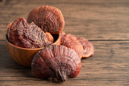 Dried lingzhi mushroom isolated on white background with clipping path.