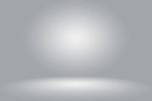 Abstract Empty Dark White Grey gradient with Black solid vignette lighting Studio wall and floor background well use as backdrop.