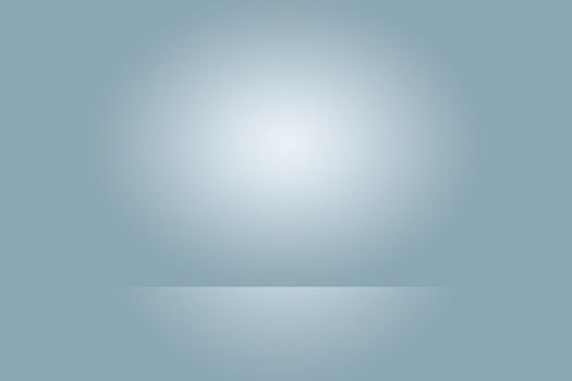 Abstract studio background texture of light blue and gray gradient wall, flat floor. for product