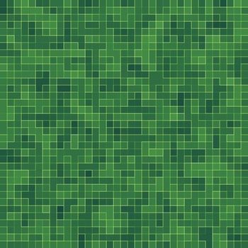 Abstract bright green square pixel tile mosaic wall background and texture