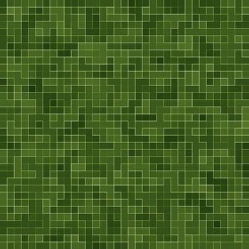 Abstract bright green square pixel tile mosaic wall background and texture