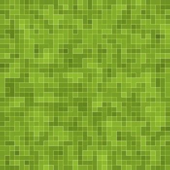 Abstract bright green square pixel tile mosaic wall background and texture