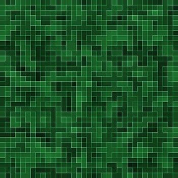 Abstract bright green square pixel tile mosaic wall background and texture